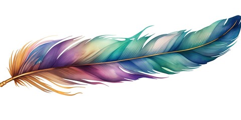 AI Generated. AI Generative. Single abstract drawing painting feather vibrant colors. Fly nature elegance concept vibe light air