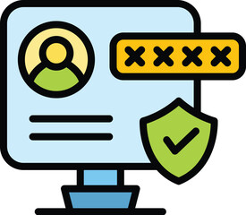 Client privacy icon outline vector. User data. Safe customer color flat