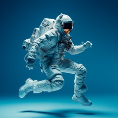 Fototapeta premium Astronaut on isolated blue background.