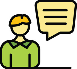 Customer comment icon outline vector. Online review. Feedback forum color flat