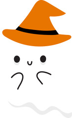 Illustration of a cute ghost character, Halloween concept.