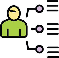 Client data icon outline vector. Customer account. Audience profile color flat