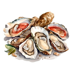 Watercolor oyster illustration, Oyster Shell Watercolor, seafood, Oyster and Mussel, Oyster isolated