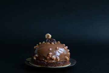 Chocolate Mousse glazed with Chocolate and nuts