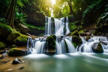 waterfall in the jungle generated ai