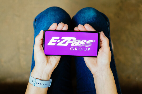 July 19, 2023, Brazil. In this photo illustration, the E-ZPass Group logo seen displayed on a smartphone.