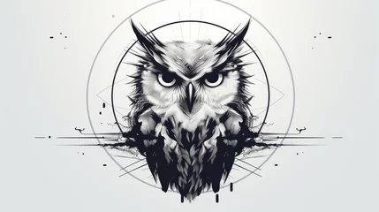 Photo sur Plexiglas Dessins animés de hibou Vector line drawing of owl