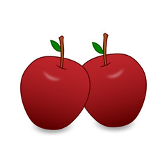 Manzanas rojas, hoja verde, manzanas dibujo, fruta.