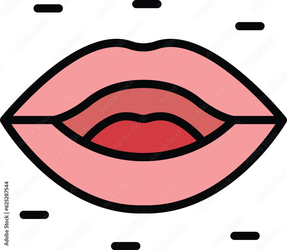 Sticker lip sync animation icon outline vector. mouth expression. face talk color flat - Stickers