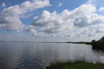 Cloudy sky on a river