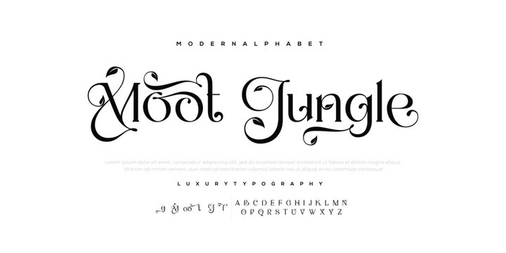 Naklejka Elegant wedding alphabet letters font and number. Typography Luxury classic lettering serif fonts decorative vintage retro concept. vector illustration