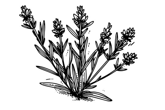 recommend clip art: Floral botanical lavender flower hand drawn ink sketch.  Vector engraving illustration.