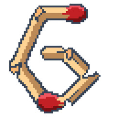 Numbers of matchstick font design in vector illustration