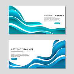 abstract blue waves banner template