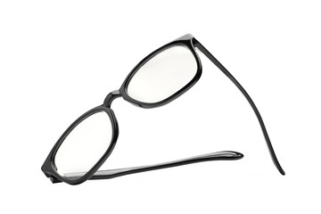 Stylish pair of glasses with black frame isolated on white