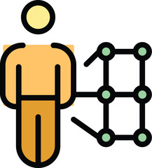 Worker productivity icon outline vector. Multitask employee. Manage time color flat