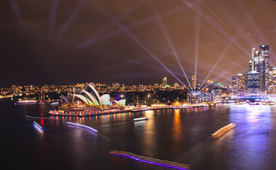 Fototapeta na wymiar Sydney Vivid Show Opera House View