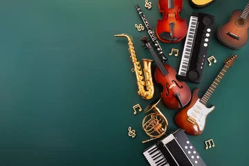Gordijnen Back to music school concept. Music lesson school education concept, © vetre
