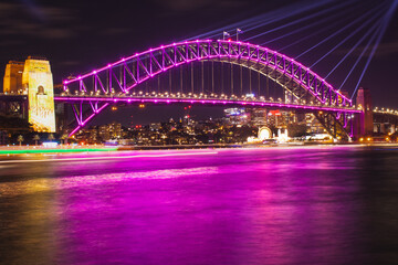 Naklejka na ściany i meble Sydney Vivid Harbour Bridge View