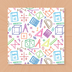 Seamless Pattern Design With Math Background For School and University .