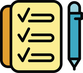 Daily task icon outline vector. Work schedule. Activities list color flat