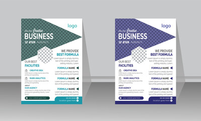 Obraz premium A modern business flyer 2 layout with gradient accents. Size: 8.2677 in x11.6929 in Multipurpose Add your own text and images Easy to use modern business flyer.