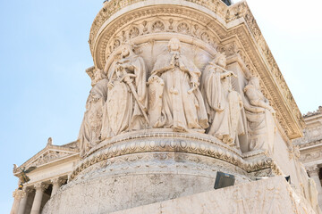 Fototapeta na wymiar Architectural Sceneries of The Victor Emmanuel II National Monument (Altare della Patria) in Rome, Lazio Region, Italy. (Part II)