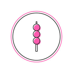 Obraz premium Filled outline Meatballs on wooden stick icon isolated on white background. Skewer with meat. Vector