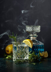 Smoked rosemary old-fashioned cocktail.