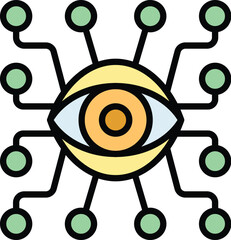 Digital eye icon outline vector. Health information. Visual perception color flat