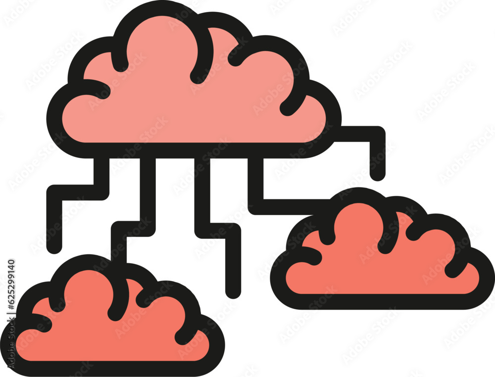 Poster storage memory cloud icon outline vector. data server. external database color flat