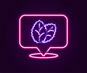 Glowing neon line Tobacco leaf icon isolated on black background. Tobacco leaves. Colorful outline concept. Vector