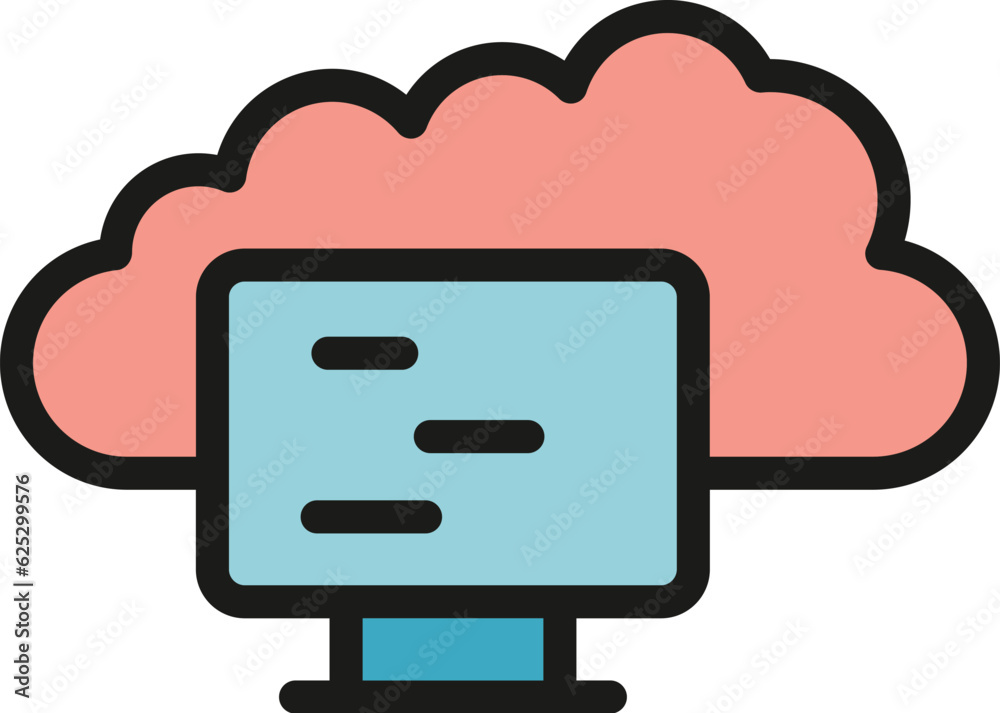 Poster computer memory icon outline vector. storage ram. server data color flat