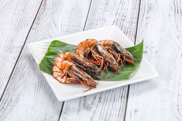 Cooked tiger prawn in the pate