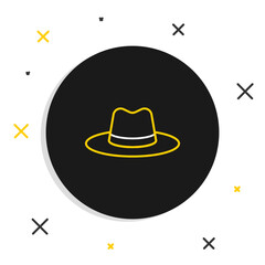 Line Man hat with ribbon icon isolated on white background. Colorful outline concept. Vector