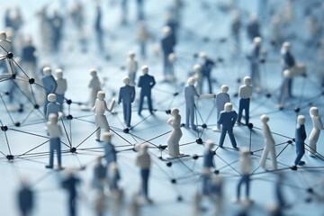 Miniature people on plan. Group of Miniature people isolated on white background. Social network connection. Generative AI.