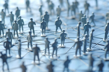 Miniature people on plan. Group of Miniature people isolated on white background. Social network connection. Generative AI.