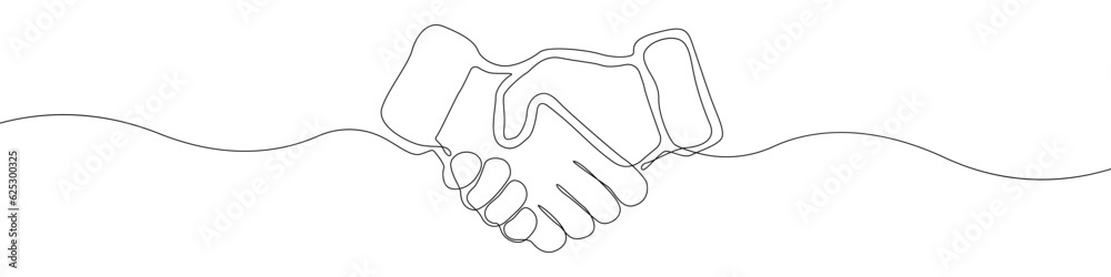 Poster handshake icon line continuous drawing vector. one line handshake icon vector background. greeting w