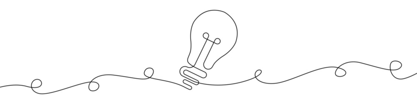 Light Bulb icon line continuous drawing vector. One line Bulb icon vector background. idea light bulb icon. Continuous outline of a Light Bulb icon.