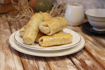 Festive appetizer. Meatloaf with mushrooms.