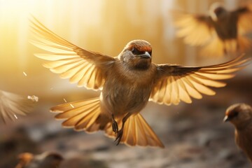Fototapeta premium Photography of birds in flight, Generative AI