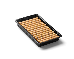 Wafer rolls in a package on a white background.