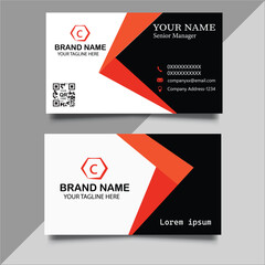 Naklejka na ściany i meble Geometric business card design template in orange and black color