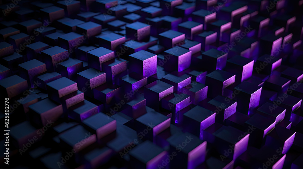 Wall mural Violet Cube Background, Abstract 3D Design, Purple Geometric Wallpaper - Generative Ai 