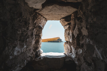 view from inside the castle to corfu island