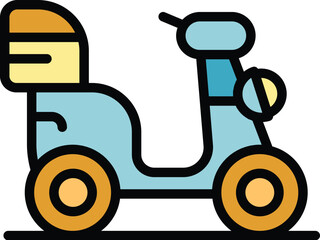 Delivery motorbike icon outline vector. Scooter courier. Express shipping color flat