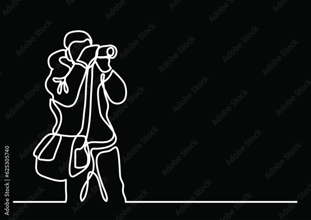 Wall mural continuous line drawing of travel vacation journey trip leisure joyful season concept - black backgr