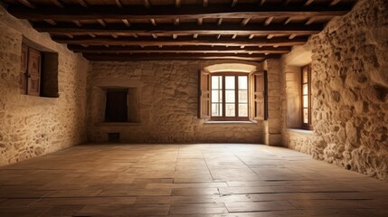 a room with windows and a wood floor