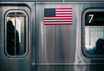 Manhattan New York 7 line train in the subway