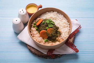 Seco de carne beef stew Food buffet peruvian table Assorted dishes gourmet cuisine Peru traditional 